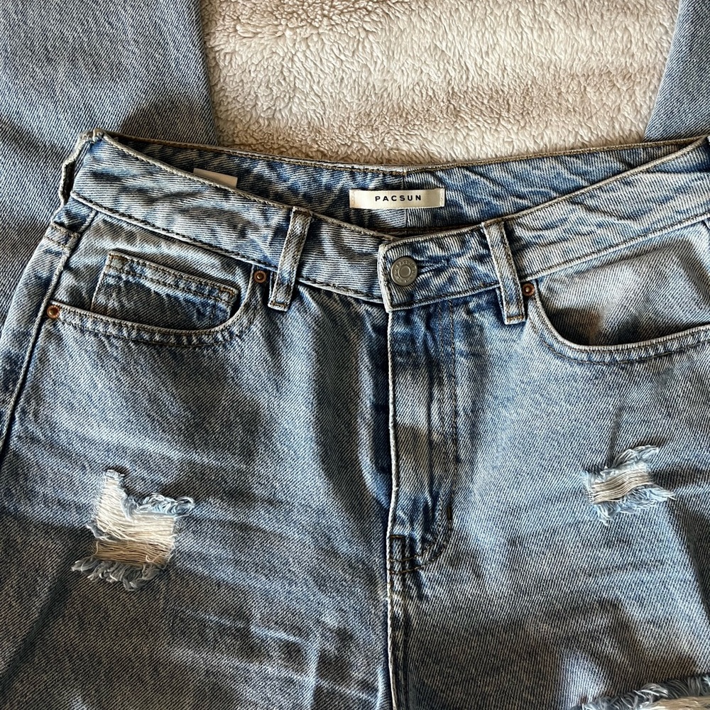 Blue PacSun Ripped Denim Mom Jeans - Picture 2 of 7